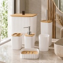 Kit Salle de Bain Moderne M501-7 Blanc & Finition Bois