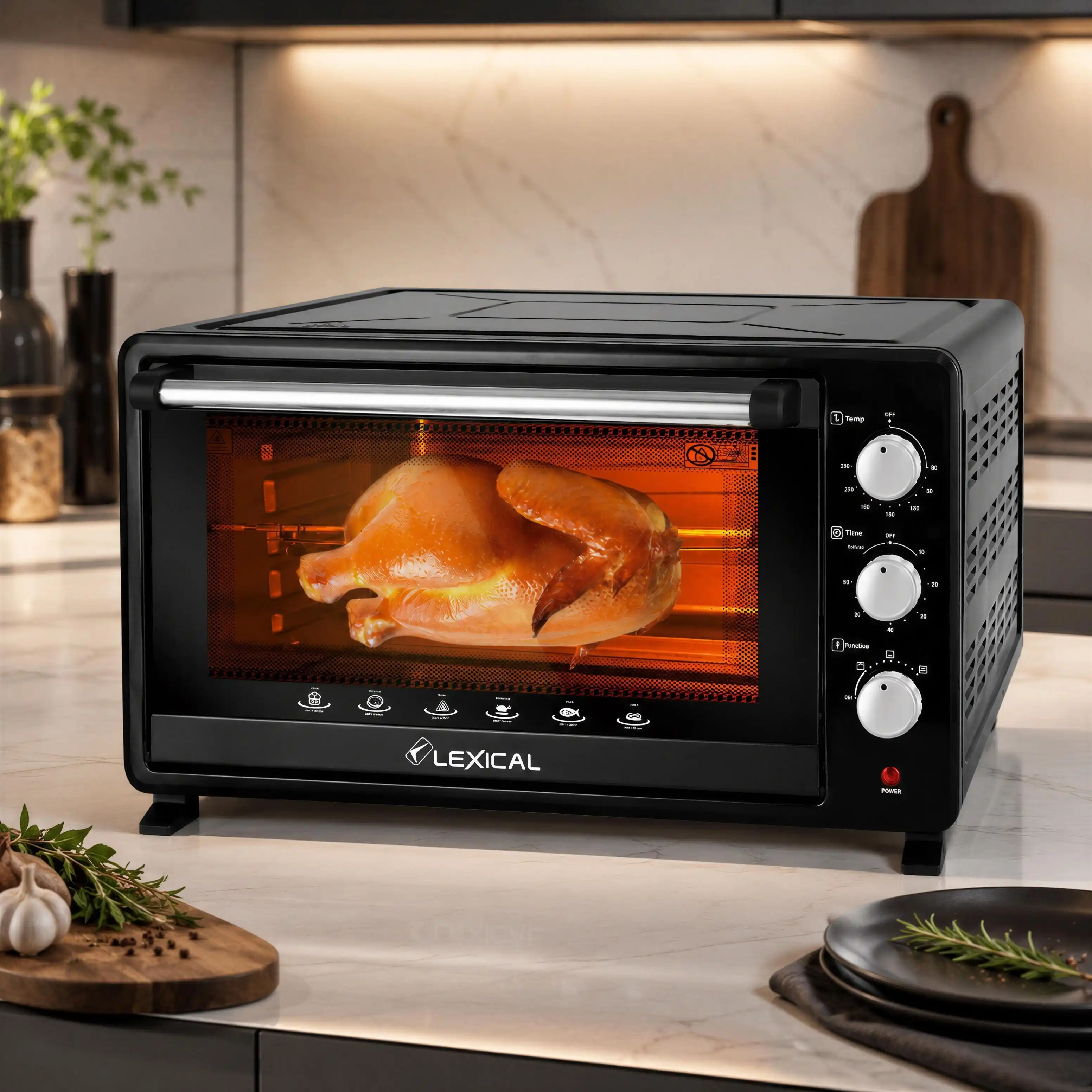 Four Electrique Lexical 50 L Noir – 1800 W avec Chaleur Tournante