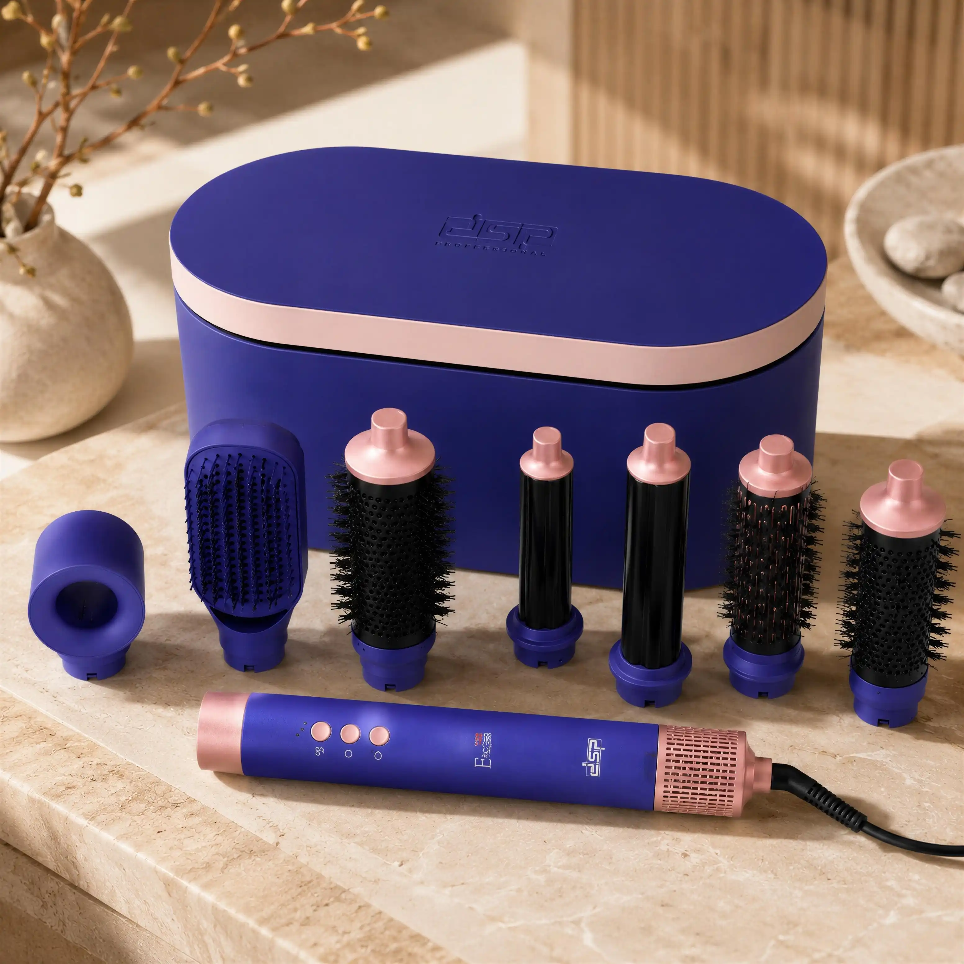 Styler Coiffant DSP Airwrap Complete Long 8-en-1 Bleu / rose doré – Moteur BLDC