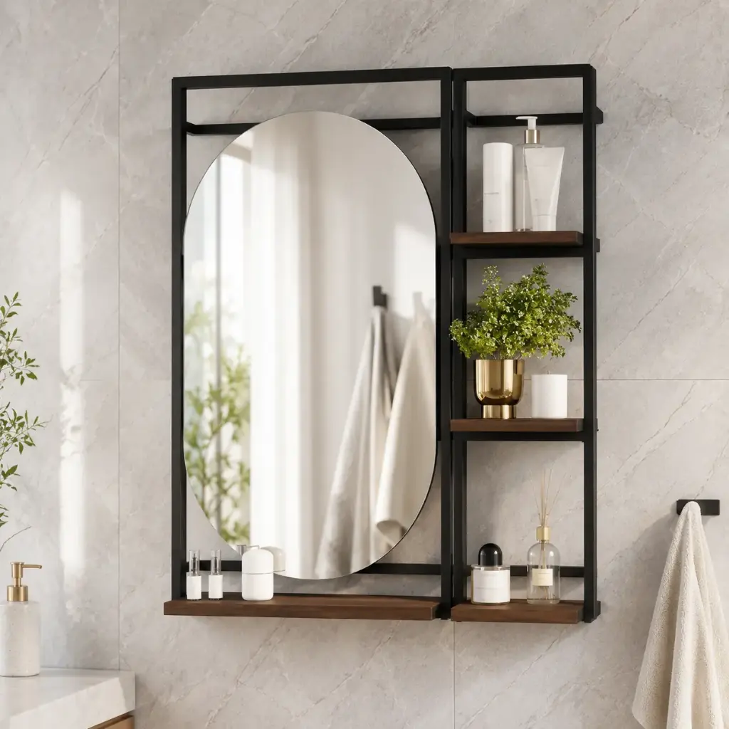 Miroir Mural Design avec Étagères - RODOS