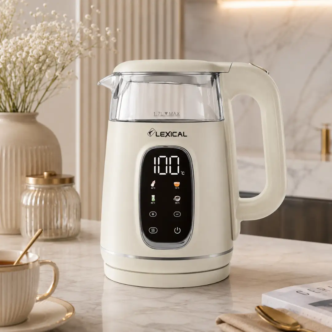 Bouilloire Électrique Digitale Lexical 1,7 L Beige – 2200 W