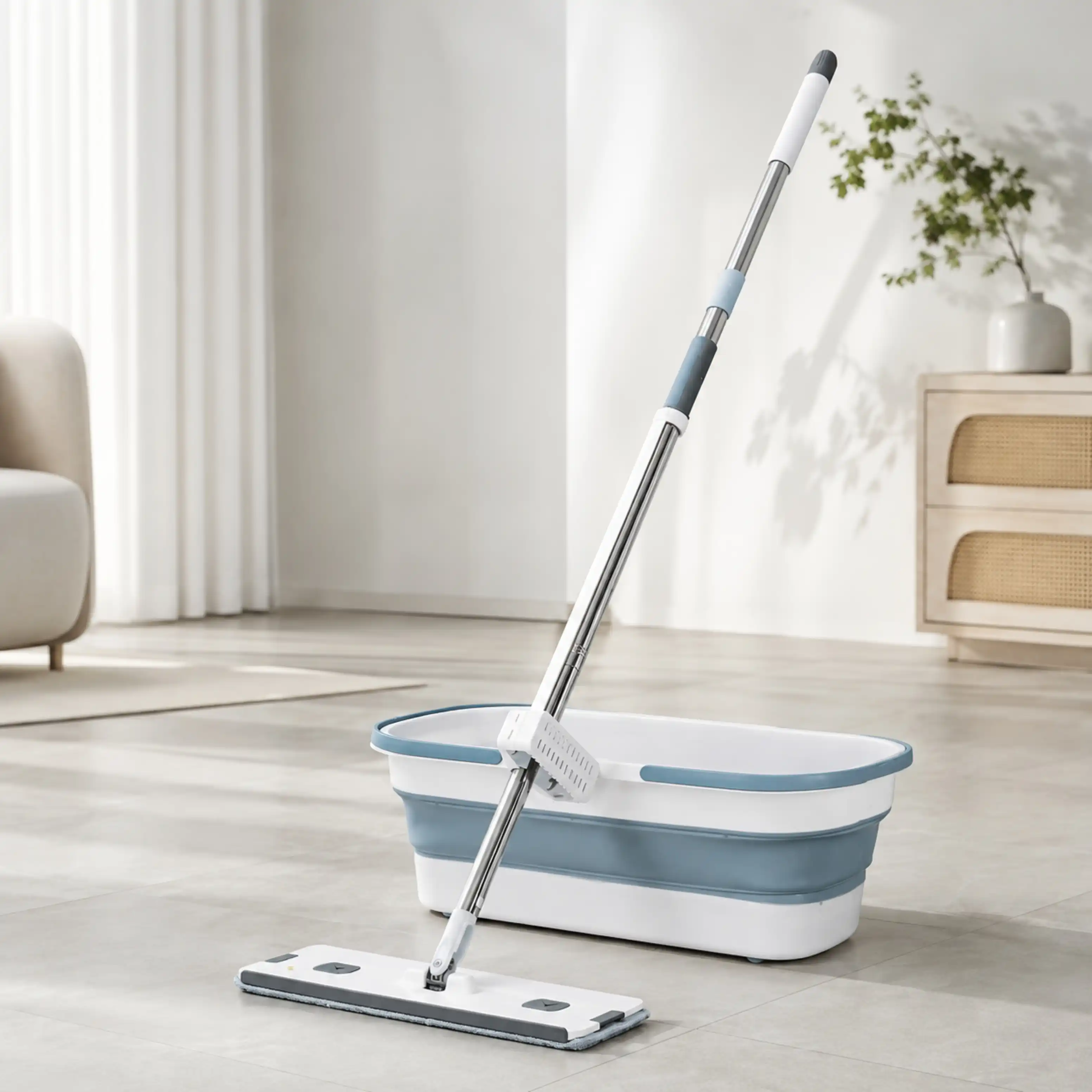 Balai Plat Auto-Essorant avec Seau Pliable – 40 cm