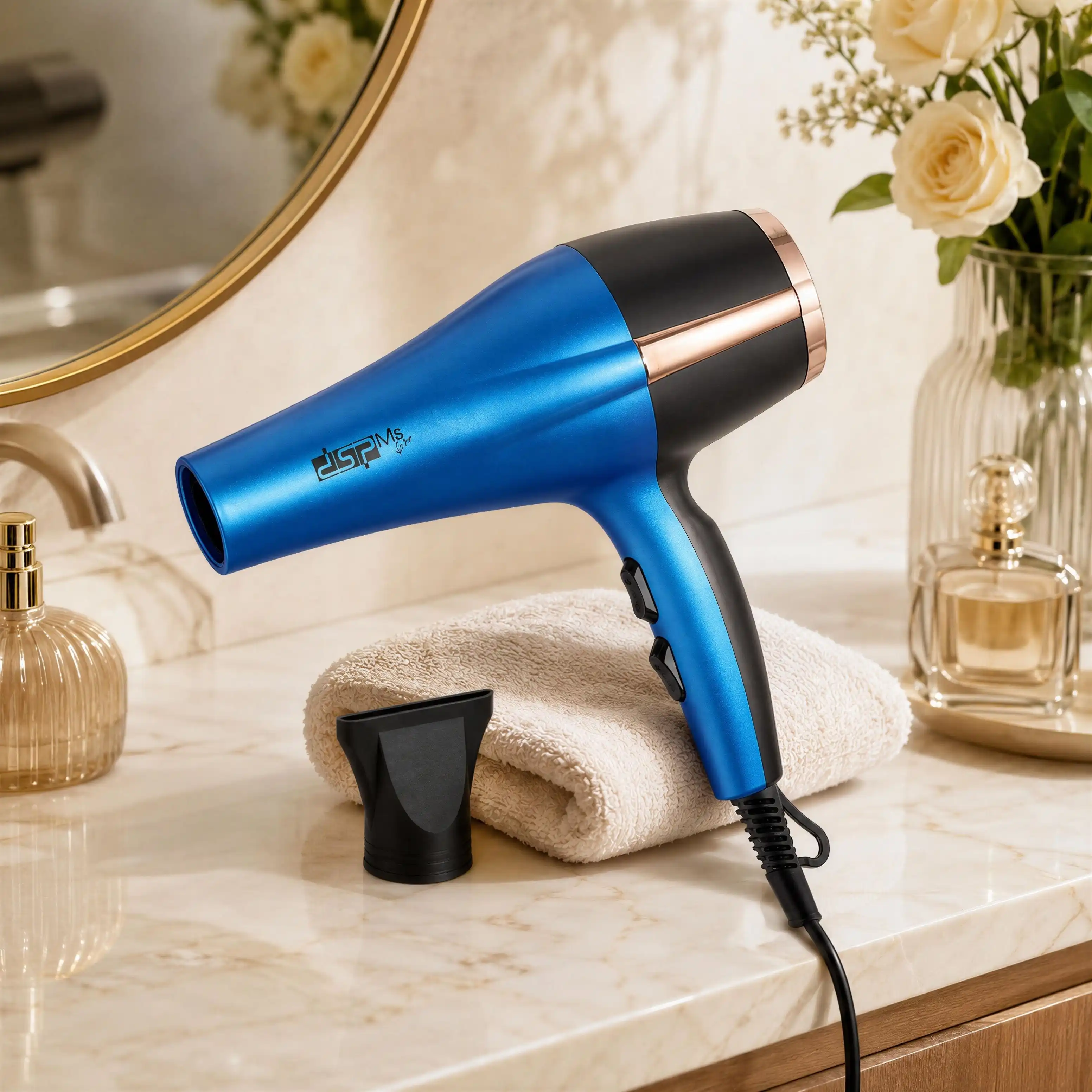 Seche-Cheveux Professionnel DSP 1600W – Bleu & Noir gold