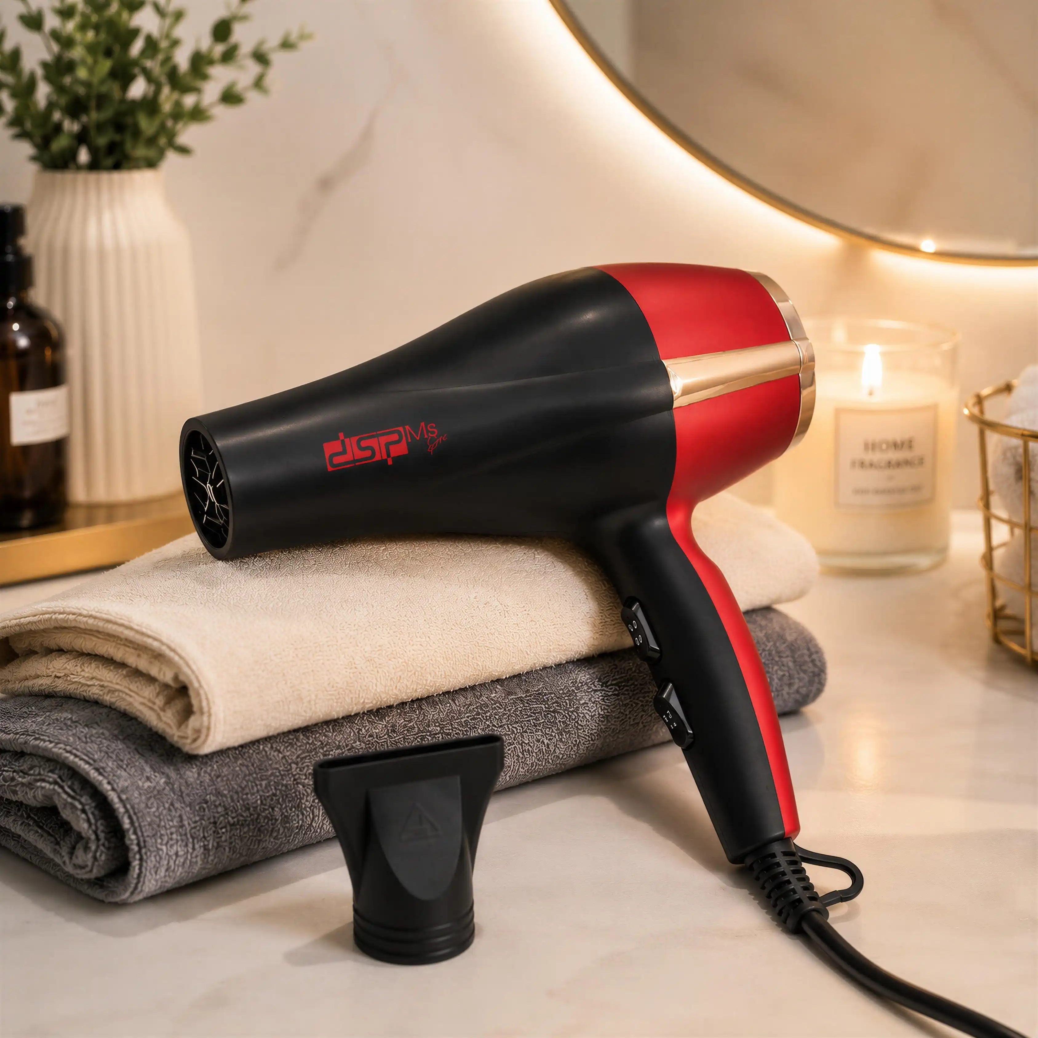 Seche-Cheveux Professionnel DSP 1600W – Noir & Rouge Gold
