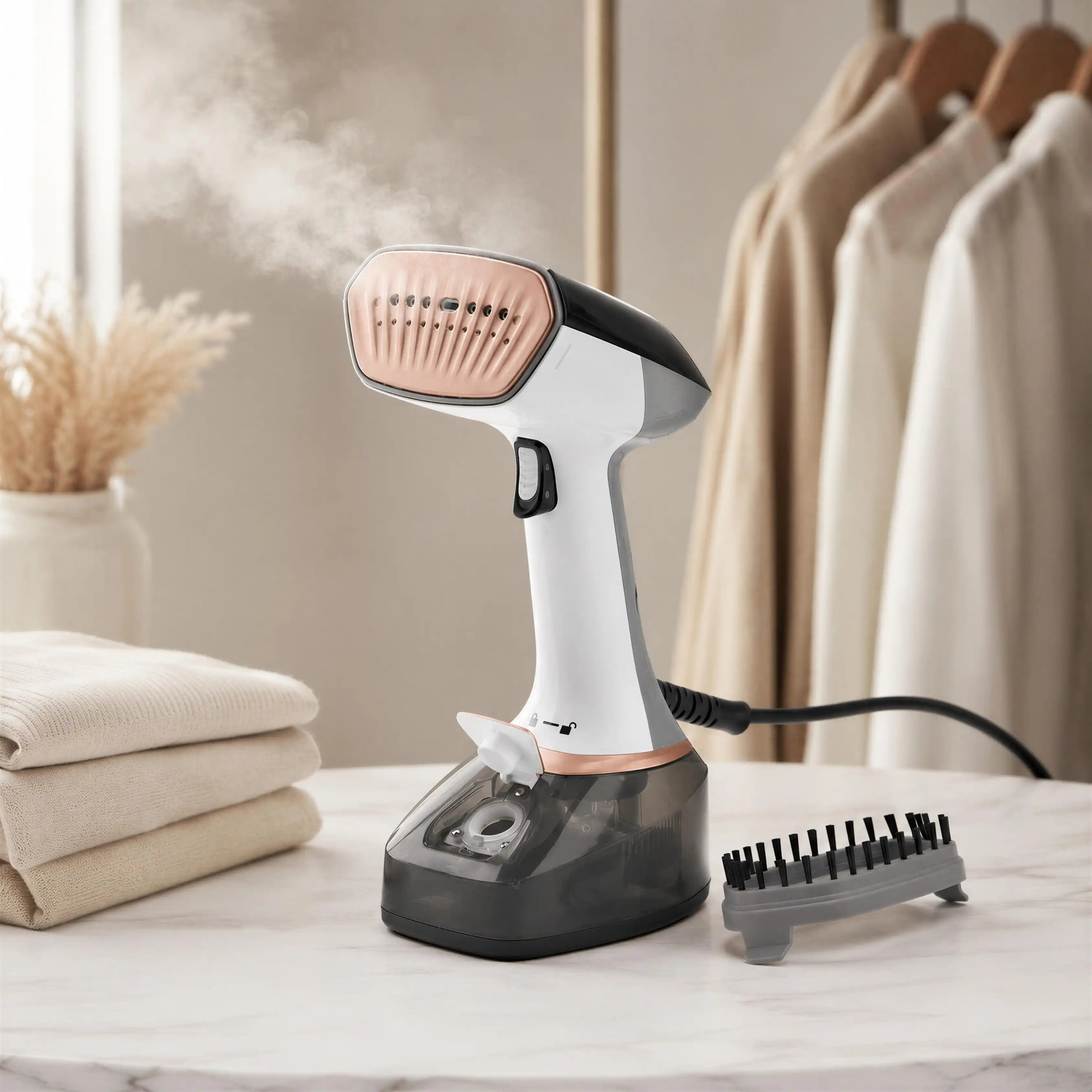 Defroisseur Vapeur Portable DSP 3-en-1 1400W – Blanc & Gris