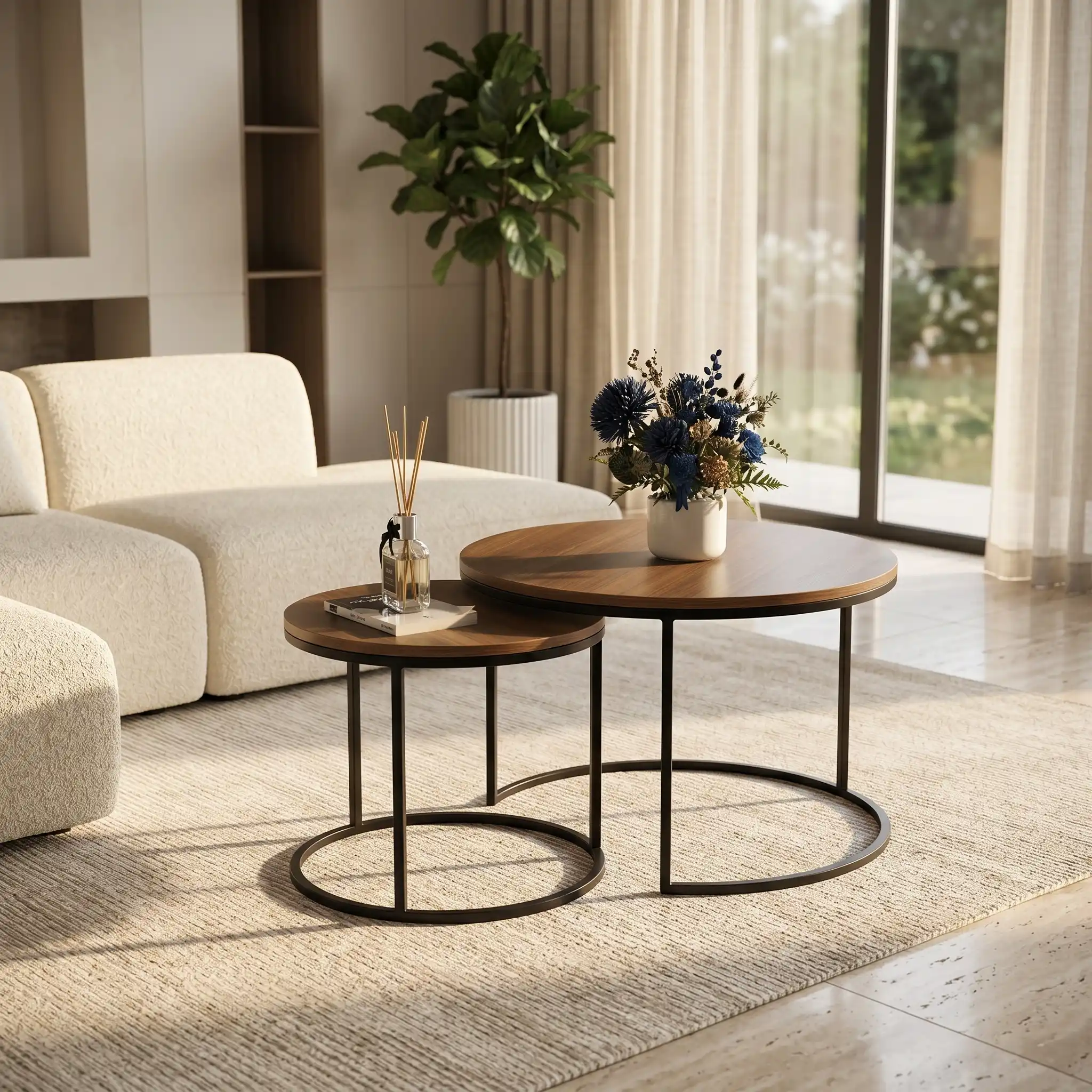 Ensemble Tables Gigognes Noyer Premium