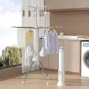 Étendoir à Linge Pliable Octopus 3 Niveaux sur Roulettes en Aluminium – Blanc