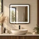 Miroir LED Carré 50 × 50 cm – Cadre Aluminium Noir