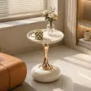 Table de Cafe LUNARA – Blanc & Dore (40 × 55 cm)