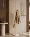 Porte-Manteau Dore 6 Boules Avec Basse En Marbre