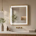 Miroir LED Carré Gold Premium 50×50 cm – Touch – Anti-buée