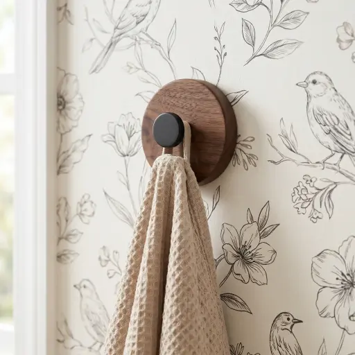 [TH-CR-60] Crochet mural en Aluminium & Bois Effet Noyer