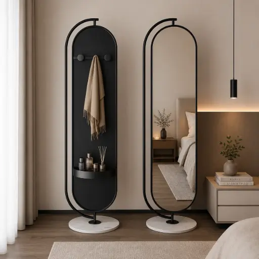 [ALV-175-NOIR] Miroir Sur Pied Noir ALVANA