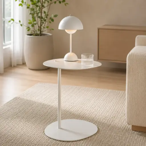 [SW-2443-FN5NW] Table D’appoint En Metal Blanc