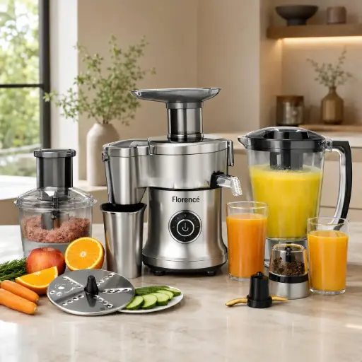 [FP469AF-AG] Blender & Extracteur de Jus FLORENCE 10 en 1 – 400W Argent