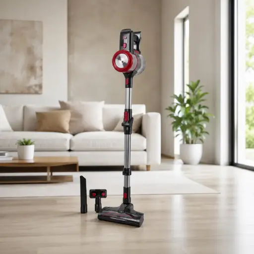 [HJC-2208R] Aspirateur Sans Fil 150W Rouge avec Brosse LED