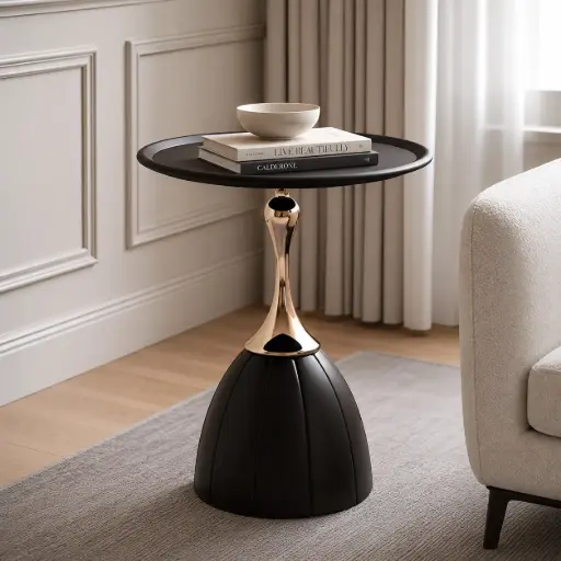 [TH-TCAFE-NOEA] Table de Cafe NOEA – Noir & Doré