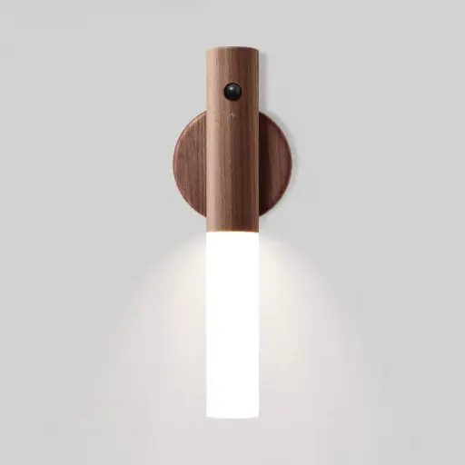 [LMP-500WOOD] Lampe LED Design en Bois – Rechargeable avec Détecteur de Mouvement