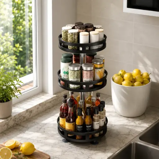 [SW-2443-GPQSY] Etagere de Rangement Rotative a 3 Niveaux