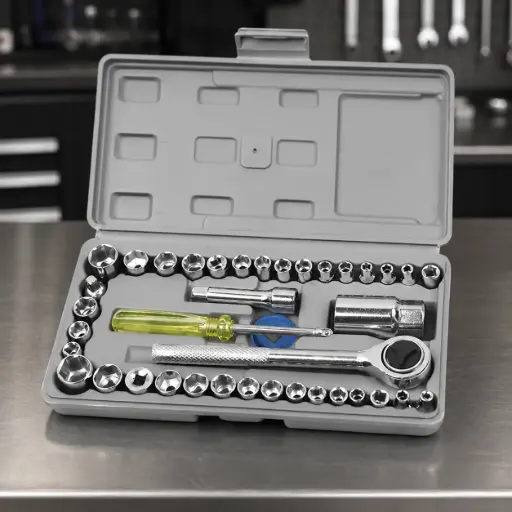 [CEC-40] Coffret de Douilles et Clés à Cliquet 40 Pièces 1/4" & 3/8"