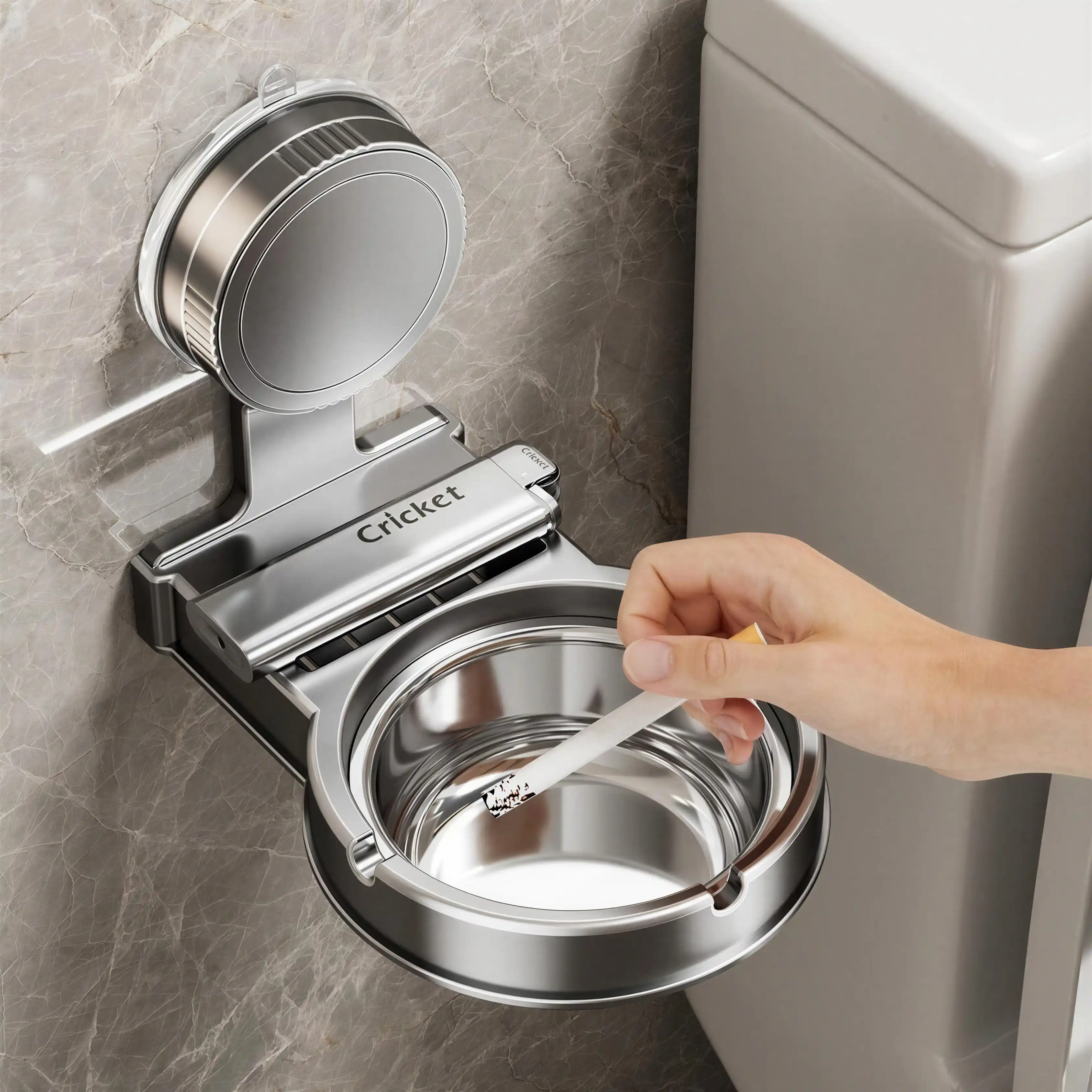 [CEND-MUR-INX-GR] Cendrier Mural Multifonction avec Coupelle Inox Amovible – Gris