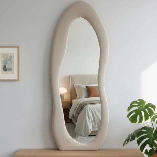 [EKOGOZLI-17065] Miroir Sur Pied Organique EKOGOZLI Beige – 170 × 65 cm