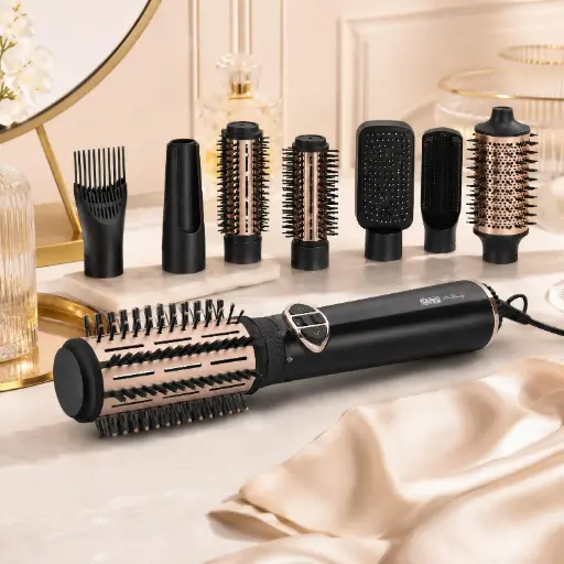 [50293] Brosse Coiffante à Air Chaud Rotative DSP 8 en 1 avec 7 Accessoires