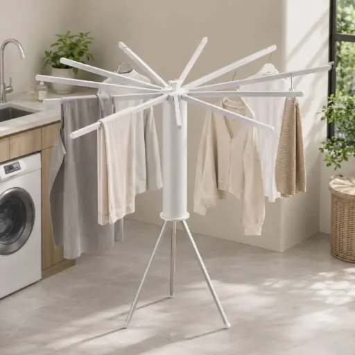 [ETD-OCTO-MB-WH] Étendoir à Linge Pliable Octopus Multi-Bras en Métal – Blanc